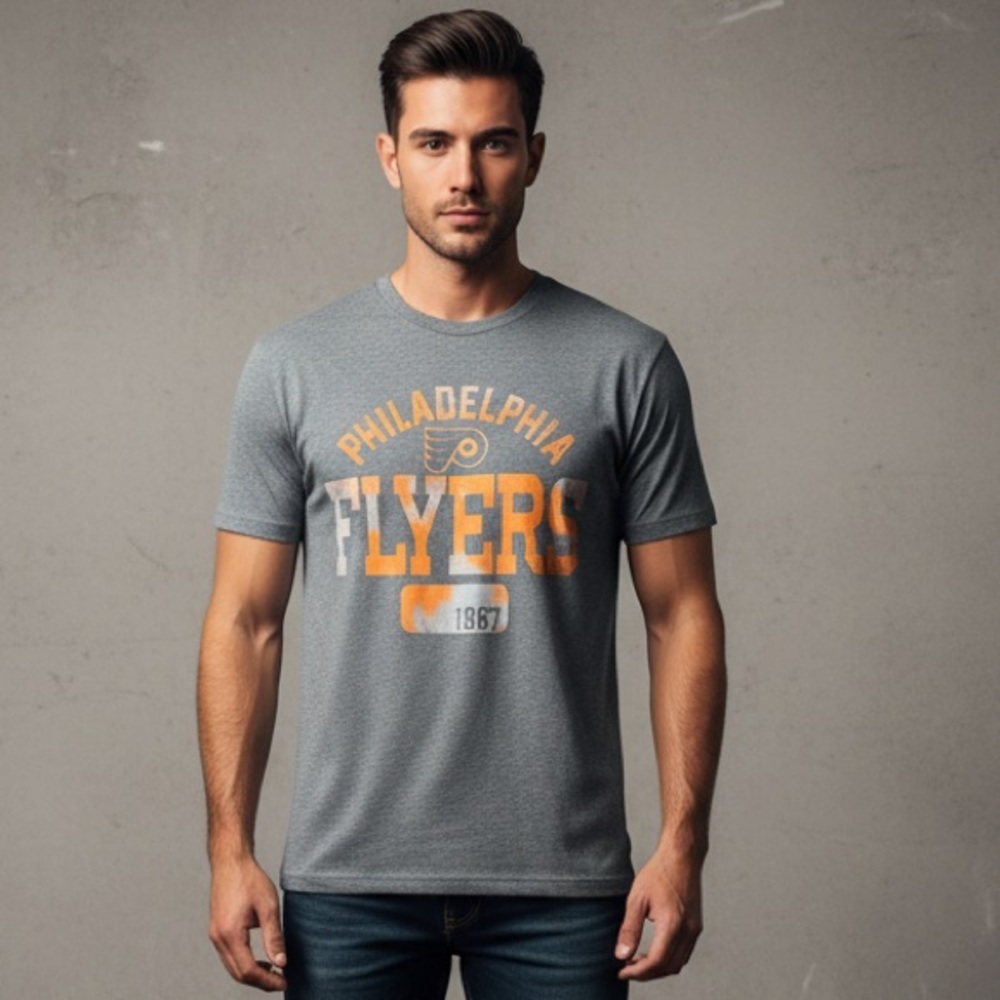 Philadelphia Flyers NHL T-Shirt Grey/Orange - Size L/G Official Licensed
